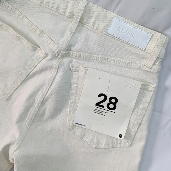 Re/Done 70S High Rise Skinny Bootcut Jean Button Fly Frayed Vintage White 28 NWT - Picture 11 of 15